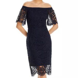 Eliza J Off the Shoulder Lace Dress - Size 14 - NWT - Dark Navy